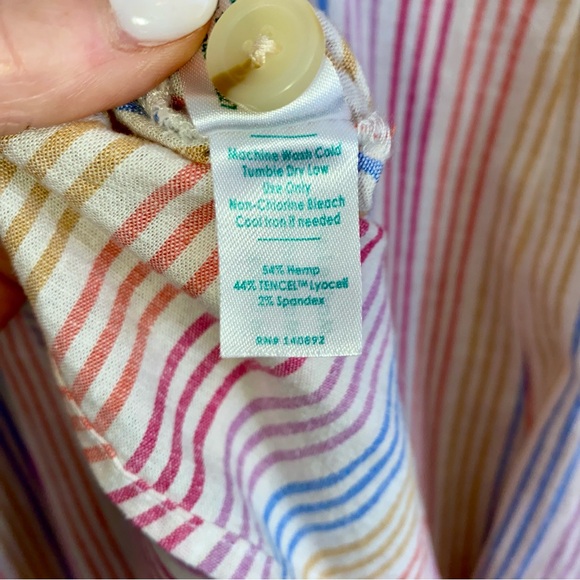 Marine Layer Camila Stripe XL Summer Dress Flutter Sleeve V-Neck Hemp Midi - Picture 4 of 6